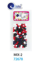 TARA BEADS ASSORTED WHITE/BLACK/RED/D.BLUE - SMALL SIZE
